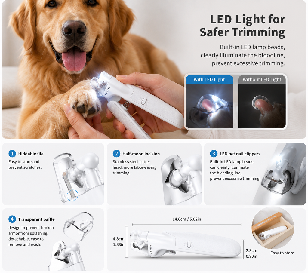 2-in-1 LED Pet Nail Clipper & Grinder