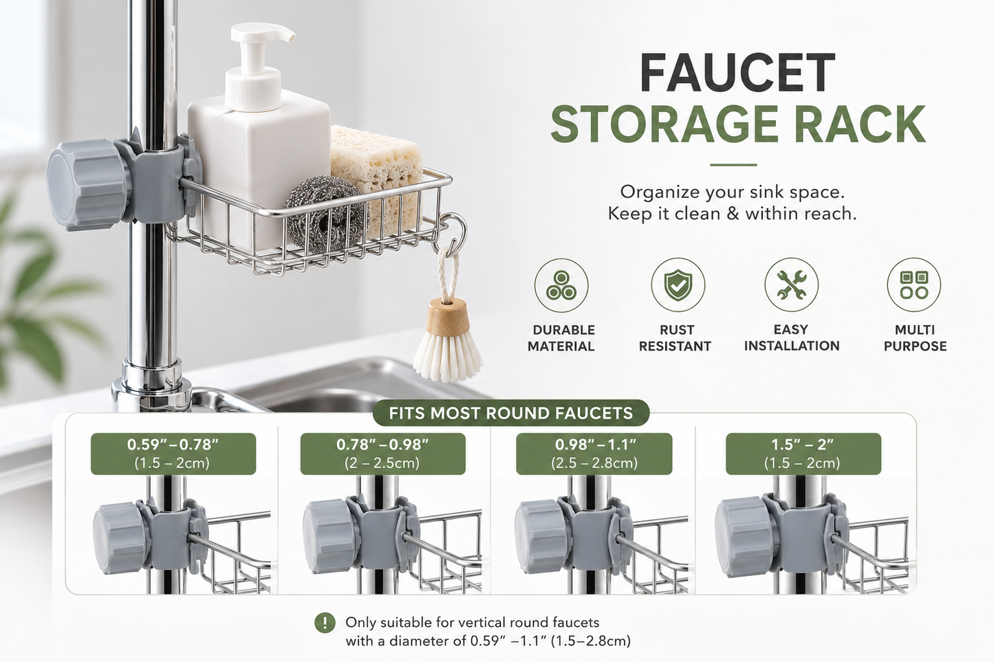 Kitchen Sink Faucet Organizer